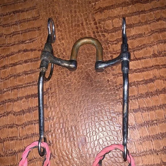 High Port Bit With Black & Pink Roping Reins - Picture 2 of 5